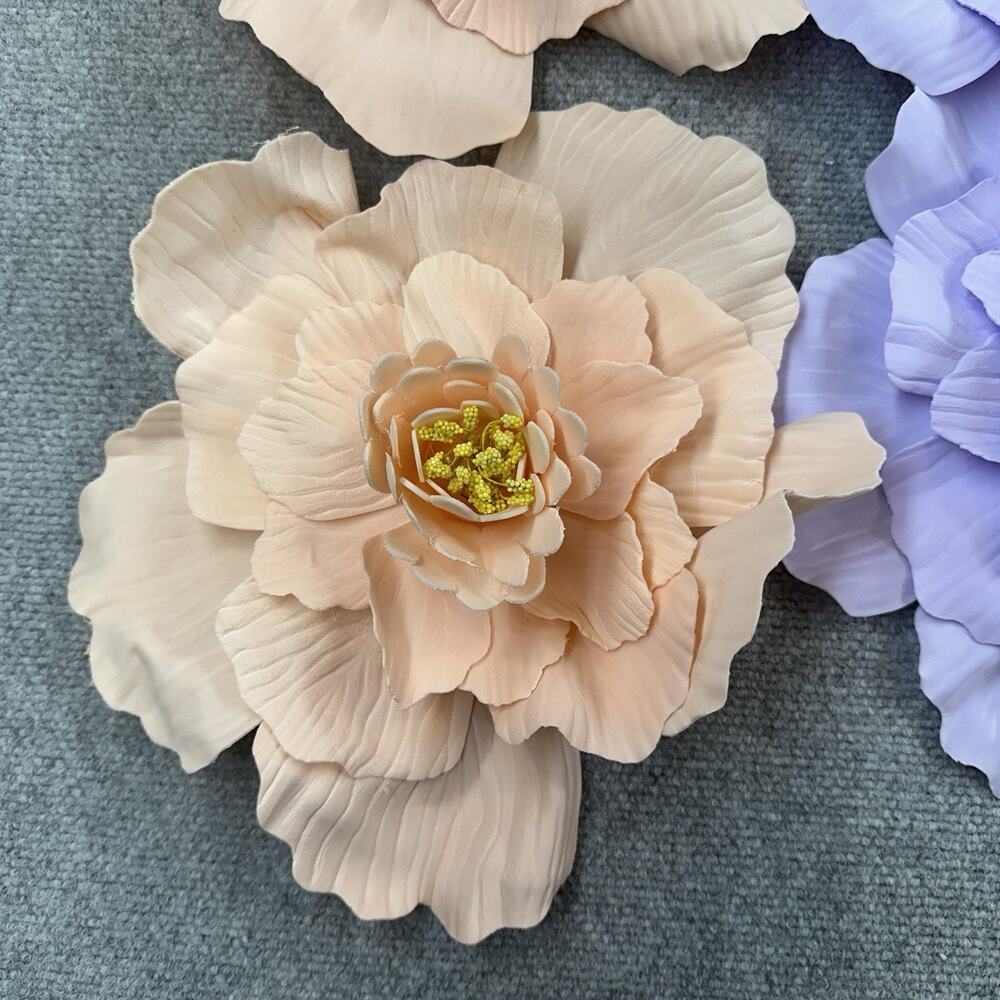 9 - 12” Large Pastel Foam Faux Flowers Peach Lavender White Party Decor Wedding - Picture 2 of 8